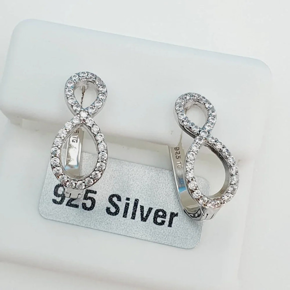 "925 Sterling Silver Cubic Zirconia Earrings, U19254850 - Picture 9 of 11